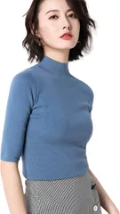 Otosuzu カットソー レディース トップス ニット ニットソー カジュアル ファッション( ブルー,  XL)