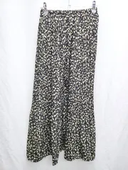 ◇ ⊂ fifth フィフス 総柄 ロング ギャザー スカート サイズM ブラック ベージュ系 レディース P  【1409090016059】