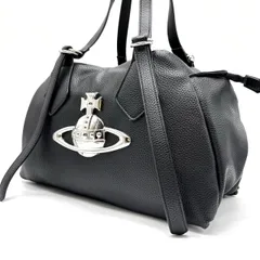 ✨美品✨ Vivienne Westwood ヴィヴィアンウエストウッド トートバッグ ハンドバッグ デカオーブ ビッグオーブ シルバー金具 A4収納 大容量 ロゴ型押し 肩掛け シボレザー レディース ブラック 黒色