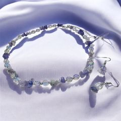 アメジスト×ガラス ネックレス＆ピアス 星影色セット