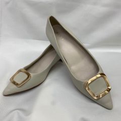 RANDA ランダ ソフト ベージュ　ゴールドパーツフラットパンプス　23.5cm