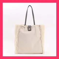 ★【クーコ COOCO】 ポーチ付リバーシブル ムートン風2WAYバッグ A4対