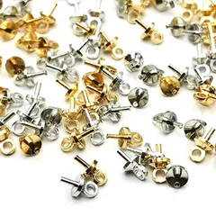 金具 ハンドメイド パーツ アクセサリー 手芸 uvレジン ゴールド*50個+シルバー*50個 クラフト 4*8mm 挿入ヒートン DIY PLAYER】ヒートンキャップ 【BEAUTY