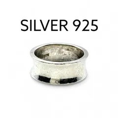 【湾曲したフォルム】シンプル Silver 925 刻印 Design Ring シルバー デザイン リング 14号　ワイド　クラシック　ユニセックス