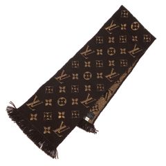 LOUIS VUITTON ルイヴィトン エシャルプ・ロゴマニアシャイン マフラー M71383 ブラウン  ウール シルク レディース　240001088488