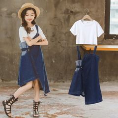デニム ワンピース キッズ 夏 ベビー服 Tシャツ 半袖 女の子 ジュニア 子供服 ワンピース 子ども服 150cm 140 130 120 110mksenbao02