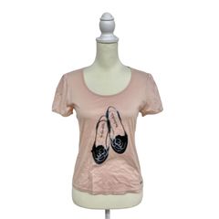 TO BE CHIC トゥービーシック Tシャツ 半袖 フロントプリント Uネック ガーリー レディース ピンク Ⅱ
