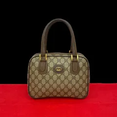 極 美品 GUCCI グッチ オールドグッチ ヴィンテージ GG ロゴ 金具 レザー 本革 ハンドバッグ ミニ ボストンバッグ ブラウン 79524