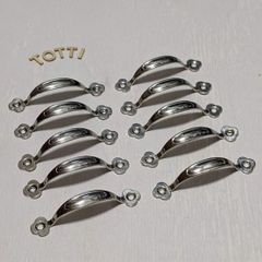 取手　アンティーク　シルバー　ビスピッチ65mm　10個セット　戸棚　キャビネット　DIY　07-02