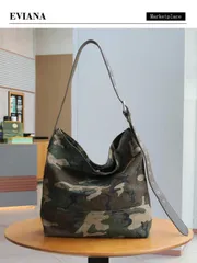 バッグ レディース ショルダーバッグ 2025年新作 ファッショナブルなカモフラージュキャンバストートバッグ、大容量 ワンショルダートート、ニッチデザイン カジュアル ヴィンテージ レオパード柄トート、カラーブロッ