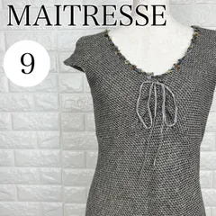 メトレス MAITRESSE Mサイズ ツイード ワンピース フォーマル Vネック リボン付き レディース【A2691-20】