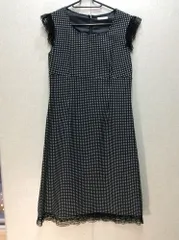 レストローズ　黒×白ドットワンピース ふちレース 表地 綿100%