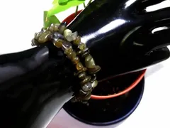天然石 ラブラドライトさざれ石形状記憶ブレスレット・アンクレット  　　250720417