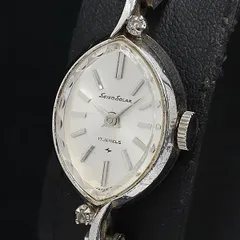 セイコー ソーラー 10-8090 オーバル 17石 シルバー文字盤 エクセリーヌ腕時計 2000000 NSK MTM