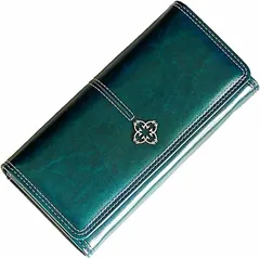 ZAZALAND(ザザランド) 母の日 長財布 レディース 多機能 さいふ レザー かぶせ ボタン 小銭入れ 風水 金運 ディープ グリーン( ディープ グリーン,  Medium)