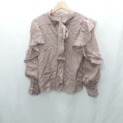 ◇ ⊂ INGNI イング 袖フリル ラメ シアー 長袖 ブラウス トップス サイズM ブラウン系 レディース E  【1410290050026】