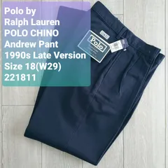Polo by Ralph Lauren ラルフローレン■未使用 1990s vintage ドミニカ製 ANDREW PANT 後期型 W29相当 ポロチノ CHINO ツータック アンドリューパンツ 紺 デッドストック