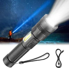 【在庫処分】懐中電灯 LED 20000ルーメン【Type-C充電式・IPX6防水・ズーム機能】超高輝度ライト 7モード 軽量コンパクト 長時間点灯 防災 キャンプ 登山 防犯対応