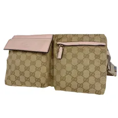 グッチ GUCCI GG柄 ウエストバッグ ウエストポーチ シェリーライン ウェブ ボディバッグ GGキャンバス ベージュ ピンク 28566 レディース 【中古】