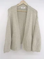 ◇ LOWRYS FARM ローリーズファーム コットンニット 長袖 ガウン カーディガン サイズL ベージュ系 レディース E  【1304200033288】