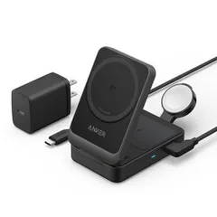 【新品・2営業日で発送】ANKER アンカー B2557N11 Anker MagGo Wireless Charging Station (Foldable 3-in-1) ブラック B2557N11 3ポート ／15W 