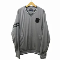 23区 オンワード樫山 美品 GOLF プルオーバーシャツ ピステ ウインドブレーカー ゴルフウエア ロゴワッペン グレー Lサイズ IBO69