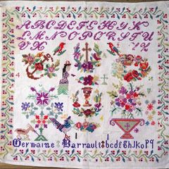 sale☆希少☆ドイツ語 刺繍 アンティーク☆大判 タペストリー - メルカリ