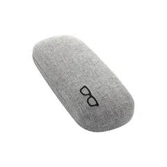 メガネケース メタル ハード ラウンド コンパクト おしゃれ ファブリック 生地 かわいい ワンポイント 眼鏡刺繍モチーフ メンズ レディース 兼用 グレー 2235-01 0