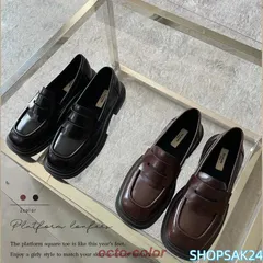 ローファー スクエアトゥ 厚底 レディース 大人 歩きやすい 痛くない ローヒール シューズ パンプス シンプル かわいい プラットフォーム 20代 30代 40代 50代673