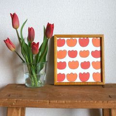 「 tulip ( red & orange ) 」20cm角ポスター
