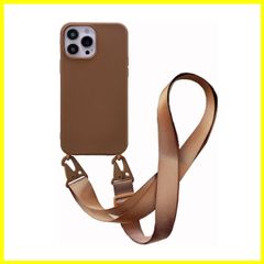 【人気商品】シリコン 蛍光色 アイフォン 15 15 ケース シンプル ケース ソフト スマホケース 保護カバー 携帯ストラップ ネックストラップ 紐付き iPhone 斜めがけ (iPhone UnnFiko 15Caramel)