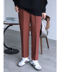 センタープレステーパードパンツ 【カシスブラウン】