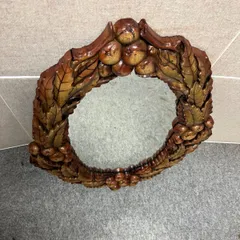 ☆ アンティーク 壁掛けミラー 木製 枠 鏡 彫刻