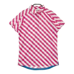 サイズ：L ADIDAS GOLF アディダスゴルフ N67750 CCM47 半袖ポロシャツ ストライプ柄 ピンク系 [240101217499]# ゴルフウェア レディース ストスト