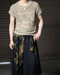 sheer tape yarn mesh s/s knit top Y2K テープヤーン メッシュ × シアー 半袖 S/S サマー ニット トップス ベージュ系