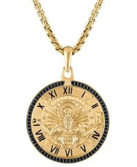 Free Shipping: Bulova Men's Chronos God of Time Black Diamond (1/4 ct. tw) Pendant Necklace in 14k Gold-Plated Sterling Silver.