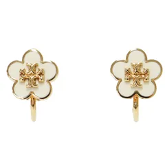 【新品】TORY BURCH トリーバーチ キラ エナメル フラワー クリップオンイヤリング | 両耳用 | ニッケルフリー | アイボリー ゴールド | ブランド アクセサリー ジュエリー【レディース】