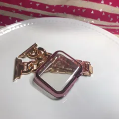 Apple Watch ピンクカバー　TPUピンクチェーンゴールドバンド