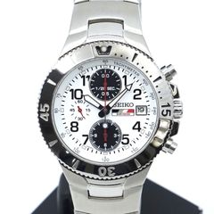 セイコー SEIKO × HONDA 7T92-0GE0 SND593P1 クロノ ホワイト クォーツ F-1 B.A.R HONDA コラボレーションモデル デッドストック 稼働品 25-M-835