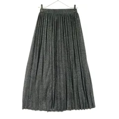 美品 LOWRYS FARM ローリーズファーム ラメ ロング丈 プリーツスカート F ブラック レディース 古着