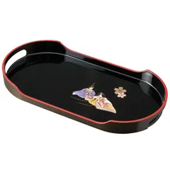 紀州塗り お盆 トレー 12寸 36.5cm幅 コーヒートレー 黒 雛さくら 和風 和室 おしゃれ トレイ おぼん 日本製