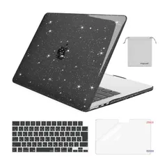 【新着商品】& & & スクリーンプロテクター (日本語JIS配列)キーボードカバー 収納バッグ(ブラック) ハードカバー プラスチック 13.6インチ Air Air MacBook MacBook 対応機種 対応機種 保護 2025-2022発売、キラキラ