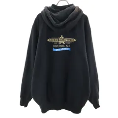 Carhartt カーハート 100617 バック企業モノ刺繍 長袖 ハーフジップ スウェットパーカー XL ブラック 裏起毛 メンズ 古着