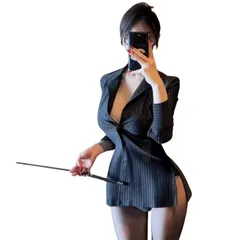 新品 [LIKENNY] 女教師 先生 秘書 OL コスプレ セクシー スーツ お姉さん エロ 過激 エッチ な えろい ランジェリー 女性 事務員 可愛い 胸空き 胸元 ボディコン 誘惑 ハロウィン イベント レディース フリーサイズ