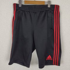 adidas アディダス ショーツ ハーフパンツ スリーストライプス ブラック レッド メンズ 古着 スポーツMIX