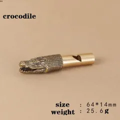 1本　クロコダイル　真鍮　ホイッスル　笛型　アクセサリー　ペンダント　ネックレス　トップ　ハイキング　登山　キャンプ　アウトドア　散策　ブラス　ペンダントトップ　アクセサリー　キーホルダー　キーリング