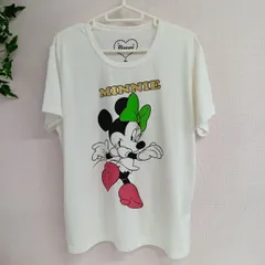 [Disney] ディズニー Tシャツ 半袖 レディース Minnie ミニー 古着 白 サイズ3L（い-100 ，ス  ）