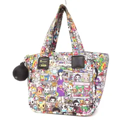 WE25099 美品 LeSportsac レスポートサック tokidoki コラボ 総柄 ゴールド金具 ジップ トートバッグ ハンドバッグ マルチカラー 猫チャーム付き