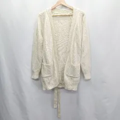 ◇ ◎ Samansa Mos2 blue 毛100％ 暖か 秋 冬 長袖 ニット カーディガン サイズF アイボリー レディース E  【1405140003963】