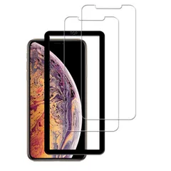 【在庫処分】日本素材製 強化ガラス iPhoneX/iPhoneXS / KPNS iPhone11 pro 用 ガラスフィルム 【2枚セット】ガイド枠付き 強化ガラス カバー 保護フィルム